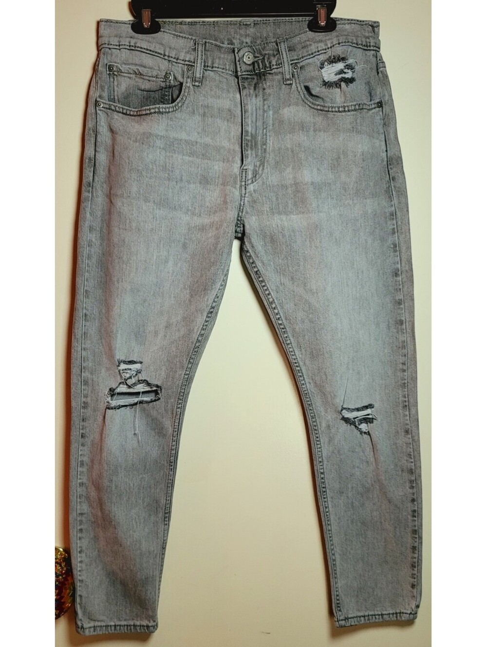 Levi's 512 Slim Tapered Fit Light Wash Distressed Jeans 34/ 30